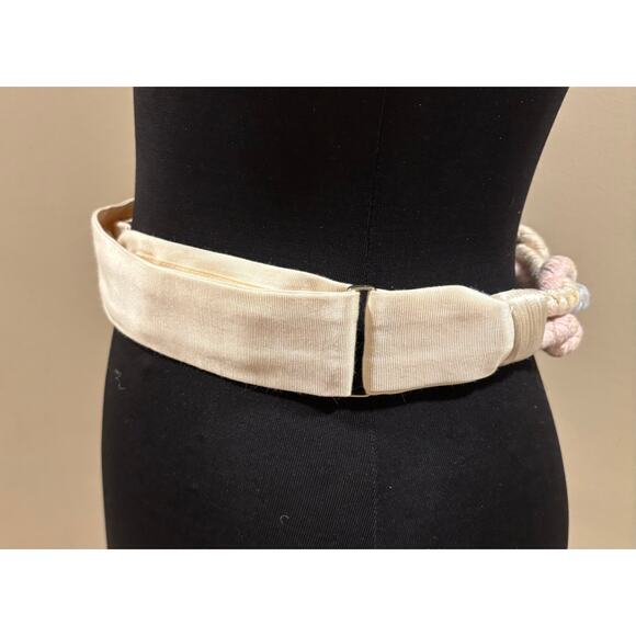 Vintage Carolyn Tanner Designs Braided Belt Pink Blue 38" long 2" wide - Picture 3 of 6